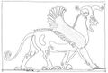 lion-like griffin, frieze from the ancient Persian palace in the city of Susa (drawing by Susanne M Hoffmann 2023)