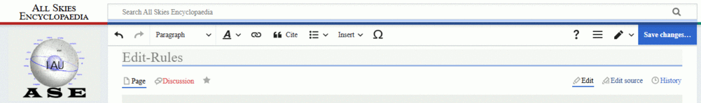 Menu of the Visual Editor.