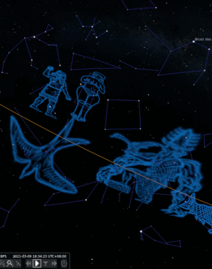 Andromeda, Pisces and adjacent constellation in their transformation.