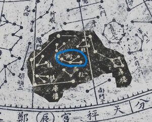 historical Korean map with the Hang asterism marked