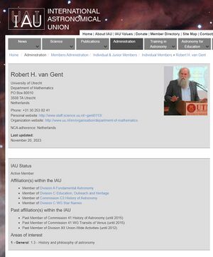 Rob van Gent (IAU Member Page 2024)