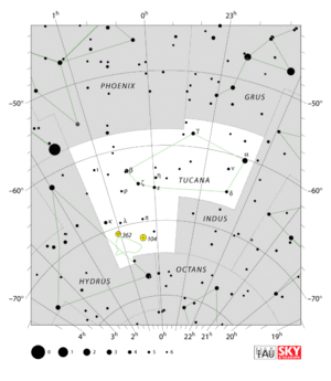 modern map of constellation Tucana