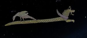 the Babylonian version of the "Hydra, Crater, Corvus" super-constellation does not contain a cup or jar. visualized in Stellarium (drawing by Jessica Gullberg)