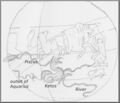 Some lines forming a stream of water in which Cetus is centered on the Farnese Globe (drawing by SMH 2021), 2nd or 1st century CE with Hellenistic predecessor